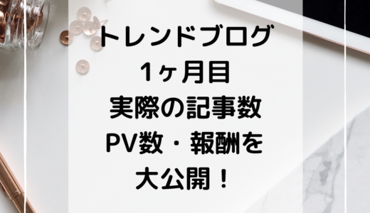 トレンドブログ1ヶ月目｜実際の記事数・PV数・報酬を大公開！